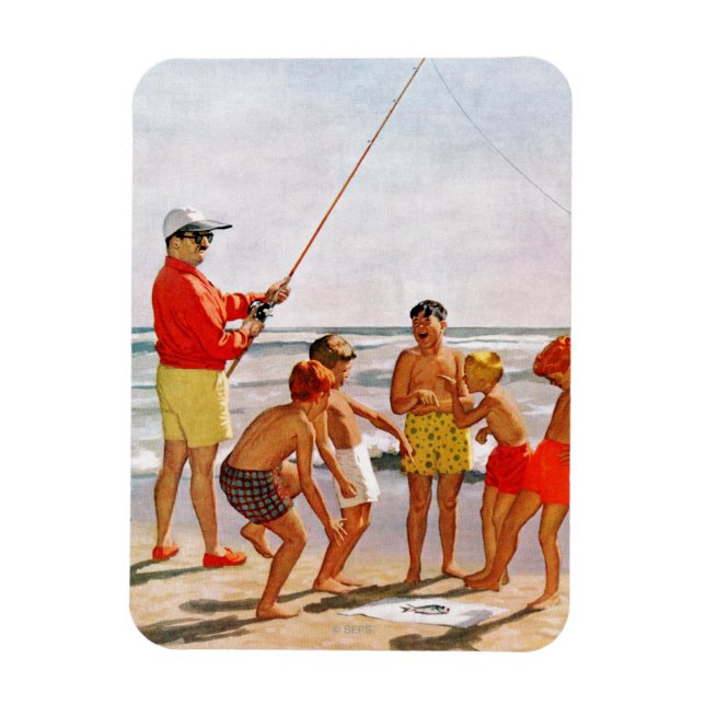 Big Pole Little Fish by Richard Sargent Magnet (Vertical)