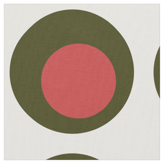Big Polka Dot Pattern / Green Olive with Pimento Fabric (Close Up)