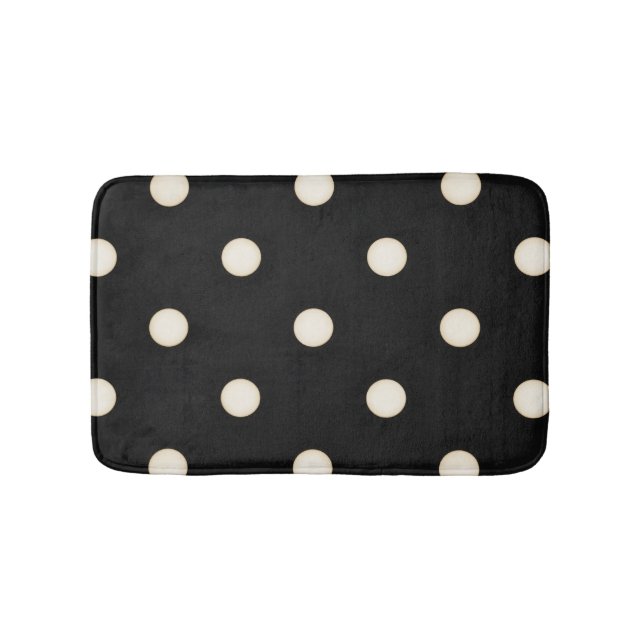 Big Polka Dots Antique White and Black Bath Mat (Front)