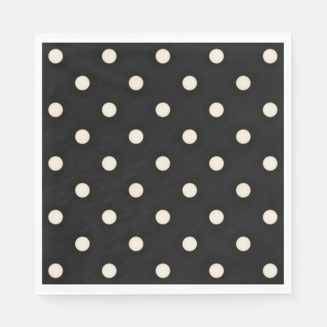 Big Polka Dots Antique White and Black Napkin (Front)