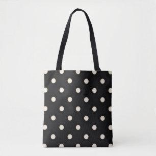 Big Polka Dots Antique White and Black Tote Bag