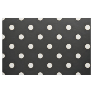 Big Polka Dots Antique White & Black Fabric