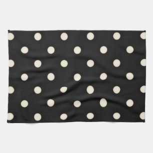 Big Polka Dots Antique White & Black Tea Towel