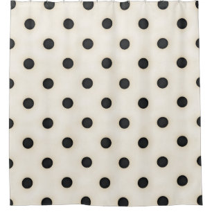 Big Polka Dots Black and Antique White Shower Curtain