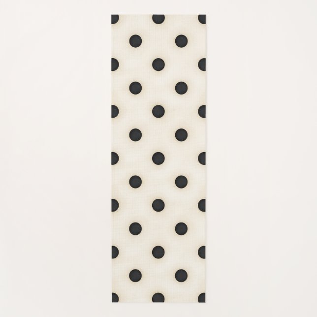 Big Polka Dots Black and Antique White Yoga Mat (Front)