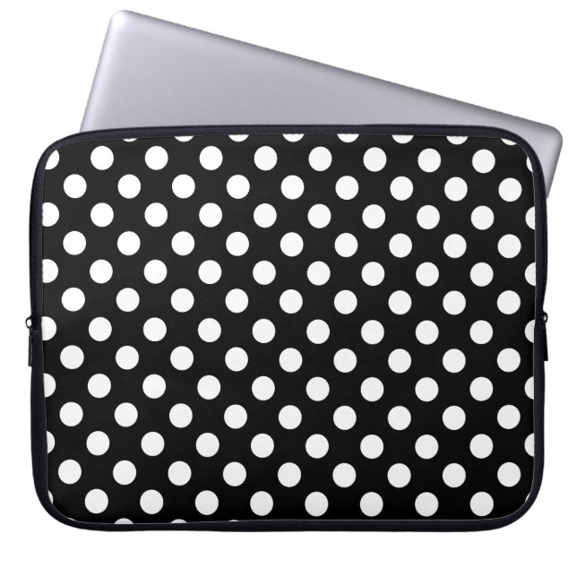 Big Polka Dots Black and White Laptop Cover (Front)