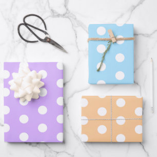 Big Polka Dots Lavender, Blue and Orange Pattern Wrapping Paper Sheet