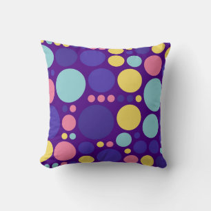 Big Polka Dots on Purple Background Cushion