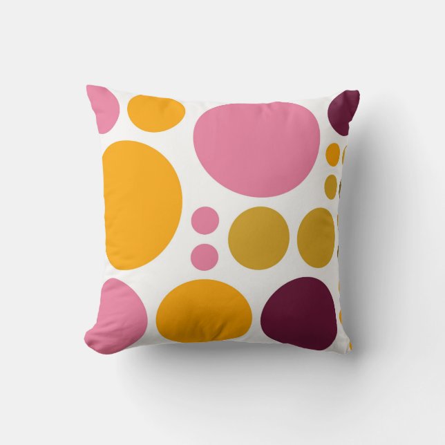 Big polka dots pattern | Yellow Pink Brown Cushion (Front)
