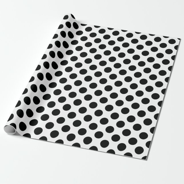 Big Polka Dots Wrapping Paper in Black and White (Unrolled)