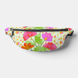 Big Pop Colour Flowers Pink and Orange Pale Green Bum Bags