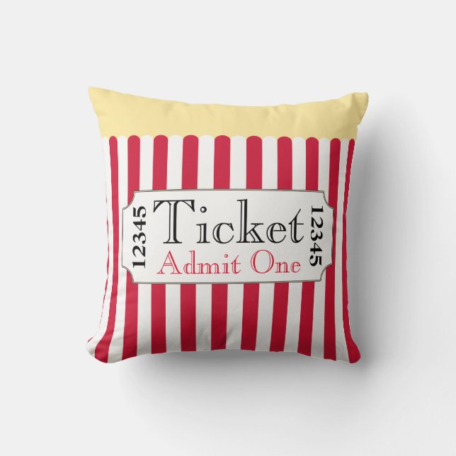 Big Popcorn Movie Ticket Cinema Pillow (Front)
