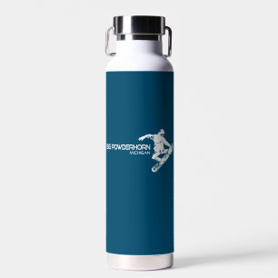 Big Powderhorn Mountain Michigan Snowboarder Water Bottle