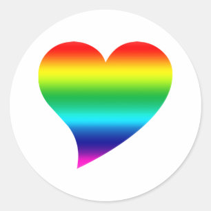 Big pride rainbow lgbtq colours Heart, Love, white Classic Round Sticker