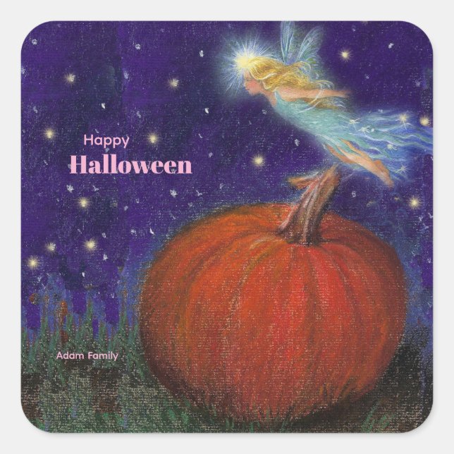 Big Pumpkin Fairy Custom Halloween Square Sticker (Front)