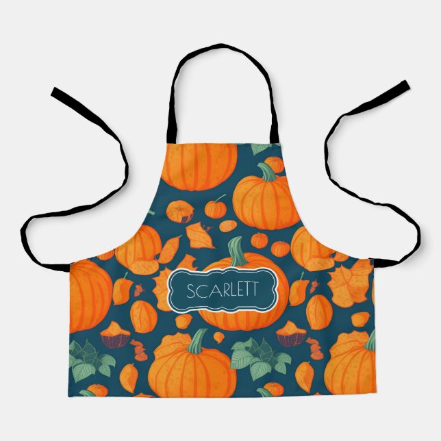 Big Pumpkin Mosaic Colourful Personalised Pattern Apron (Front)