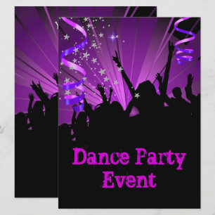 Big Purple Dance Party Event Crowd Rave Invitation