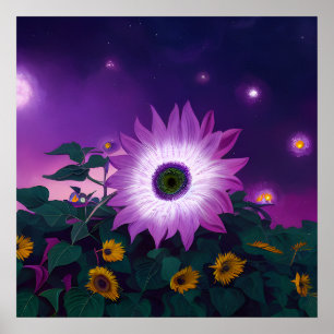 Big Purple Sunflower in Field Poster