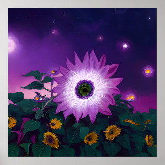 Big Purple Sunflower in Field Poster