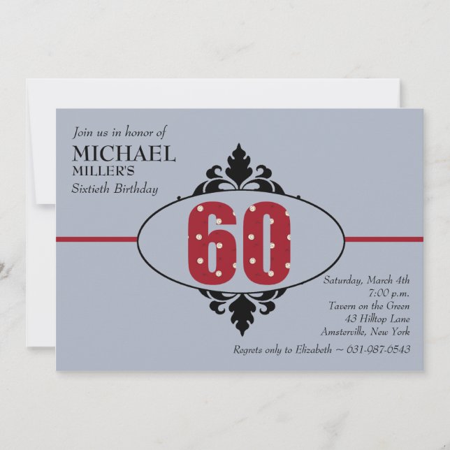 Big Red 60th Birthday Party Invitation (Front)