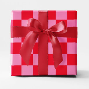 Big Red and Pink Checkered Wrapping Paper