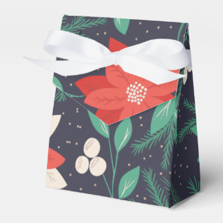 Big Red and White Christmas Poinsettias Favour Box
