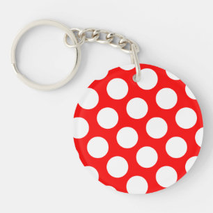 Big Red and White Polka Dots Key Ring