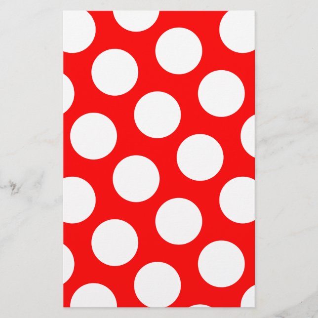 Big Red and White Polka Dots Stationery (Front)