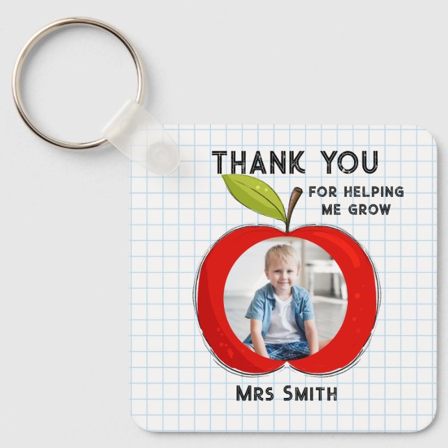 Big RED apple it takes a big heart photo card Key Ring (Front)