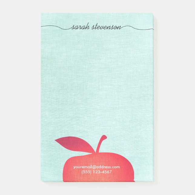 Big Red Apple School Teacher Education Post-it Notes (Front)