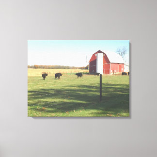 Big Red Barn and Cattle Pasture Canvas Print