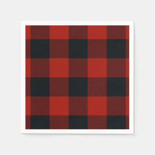 Big Red & Black Chequered Squares Buffalo Plaid Napkin