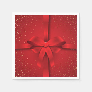 Big Red Bow Christmas Holidays Gift Napkin