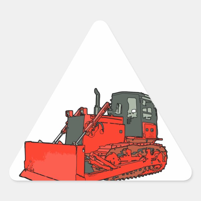 Big Red Bulldozer Triangle Sticker (Front)