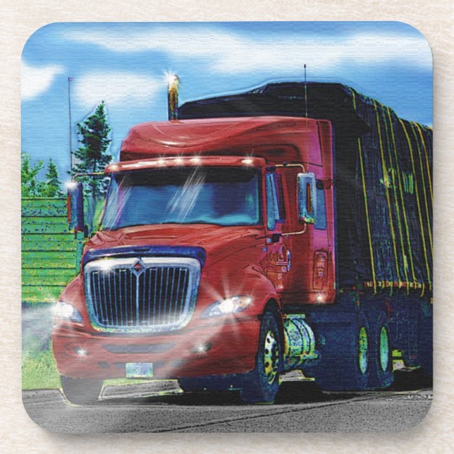 Big Red Cargo Truck for Truckers & Truck-Lovers Coaster (Front)