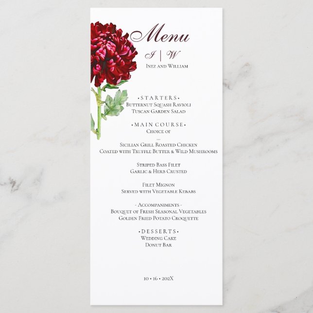 Big Red Chrysanthemum 2 Menu (Front)