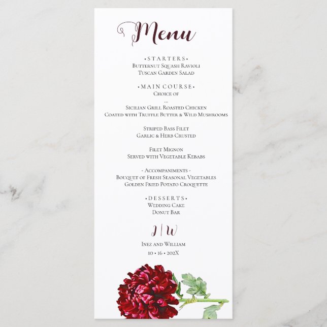 Big Red Chrysanthemum Menu (Front)
