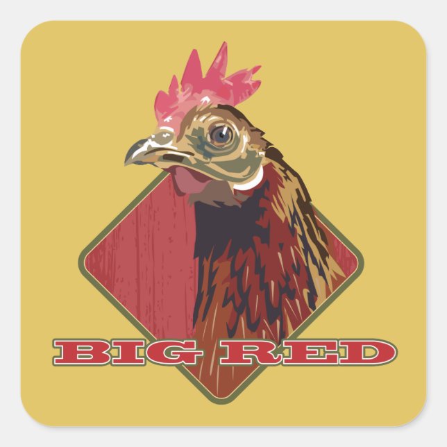Big Red Country Rooster Square Sticker (Front)