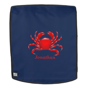 Big Red Crab on Blue Background Back to School Backpack