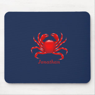 Big Red Crab on Blue Background Back to School Mouse Mat