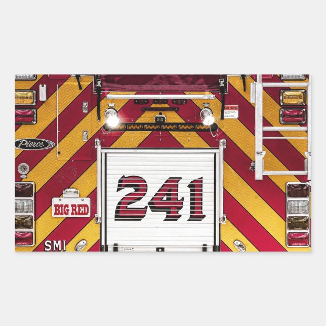Big Red Fire Truck Rectangular Sticker (Front)