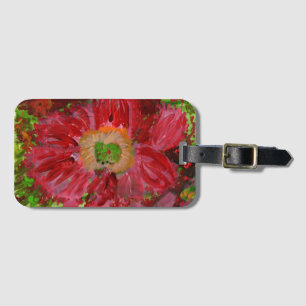 Big red flower luggage tag