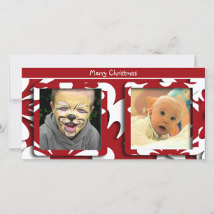 Big Red Flowers Christmas Photo Holiday Card