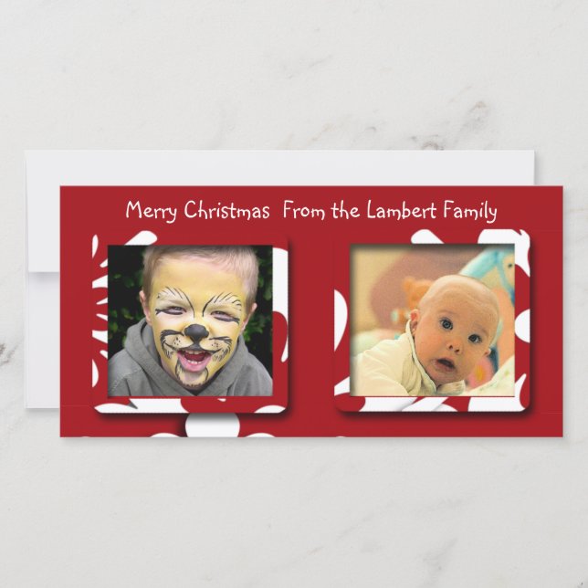 Big Red Flowers Christmas Photo Holiday Card (Front)