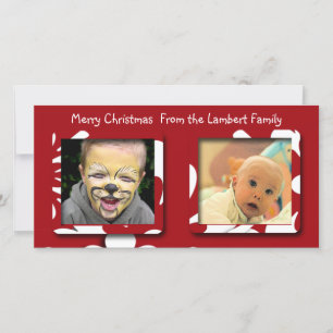 Big Red Flowers Christmas Photo Holiday Card