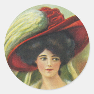 Big Red Hat Classic Round Sticker