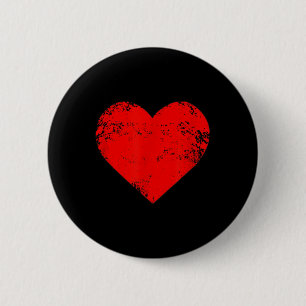 Big Red Heart Distressed Valentines Day Gift Top T 6 Cm Round Badge