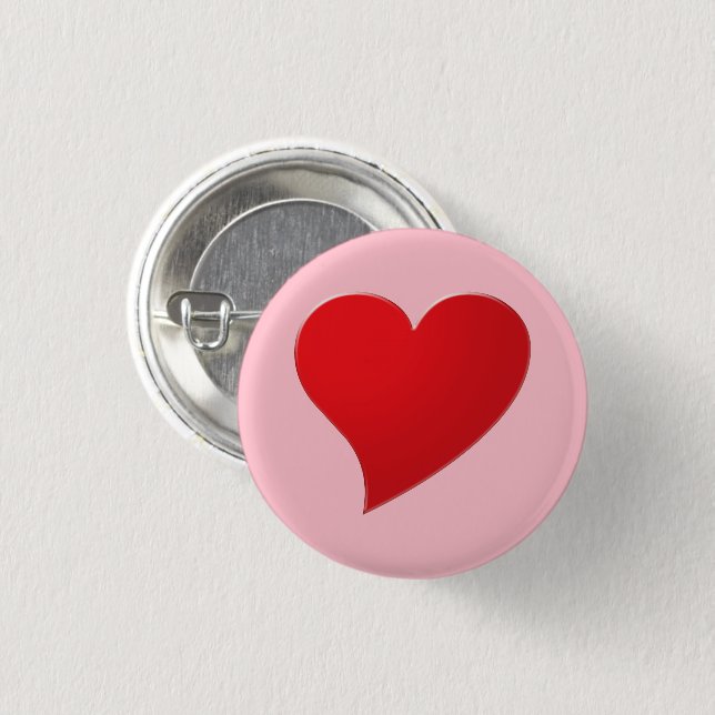 Big Red Heart, Love, pink 3 Cm Round Badge (Front & Back)