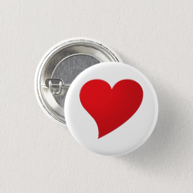 Big Red Heart, Love, white 3 Cm Round Badge (Front & Back)