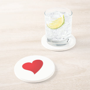 Big Red Heart, Love, white Coaster